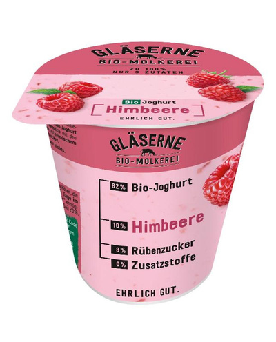 Produktfoto zu Gläserne Molkerei - Joghurt pur Himbeere, 3,8% - 150g