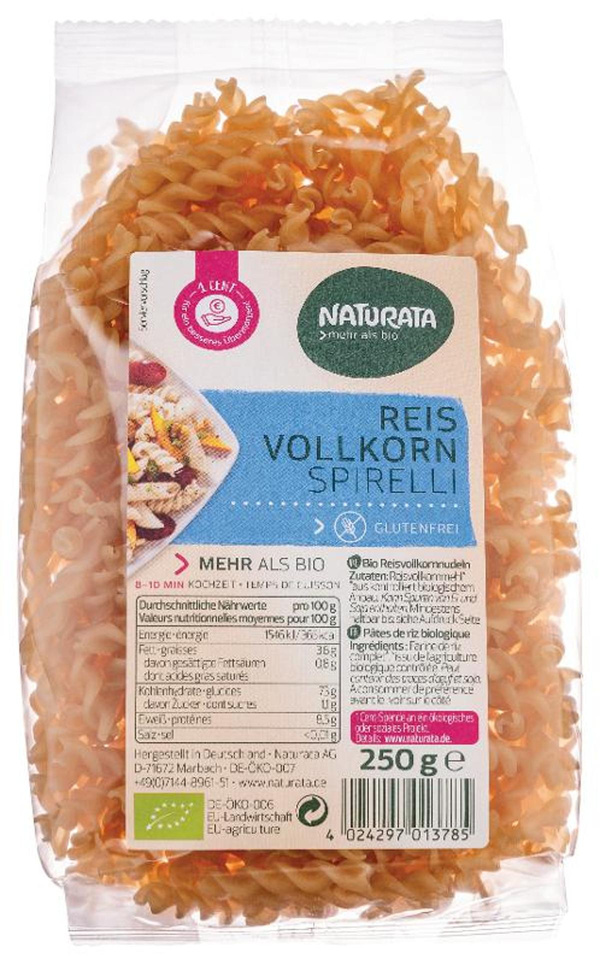 Produktfoto zu Naturata - Vollkorn Reis Spirelli - 250g