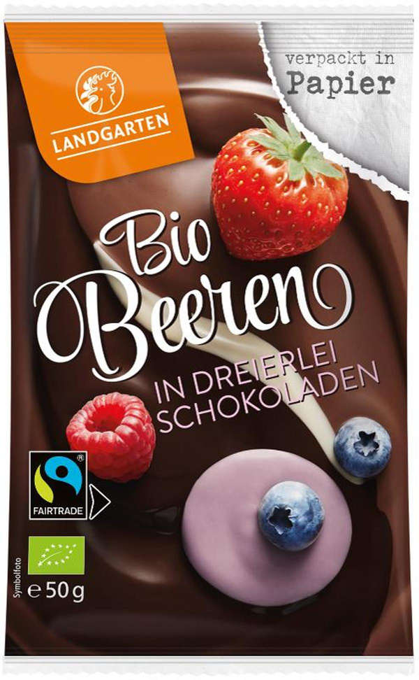 Produktfoto zu Landgarten - Beeren in dreierlei Schokolade - 50g