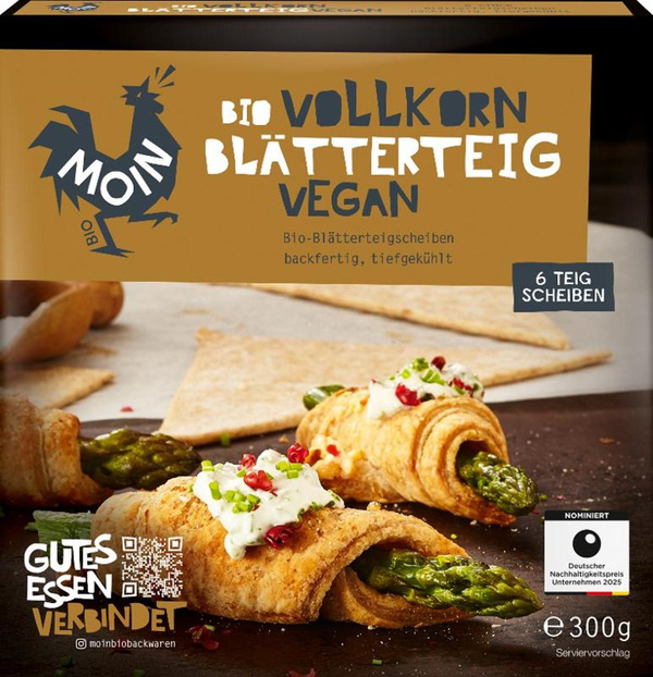 Produktfoto zu Moin - Vollkorn Blätterteig, vegan, tiefgekühlt - 300g (6 Stück)