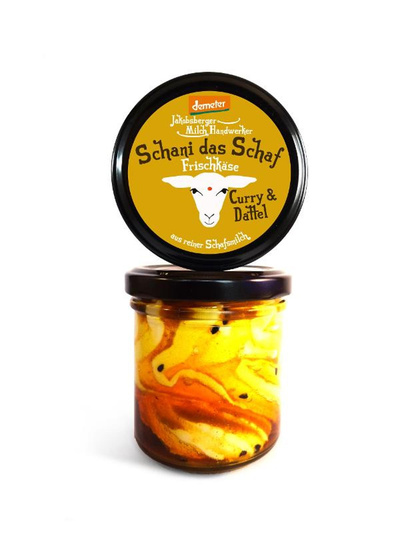 Produktfoto zu Jakobsberger MilchHandwerker - Schani das Schaf Frischkäse Curry Dattel - 135g