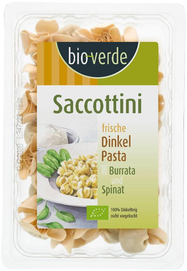 Produktfoto zu bio-verde - Dinkel Saccottini Burrata-Spinat - 250g