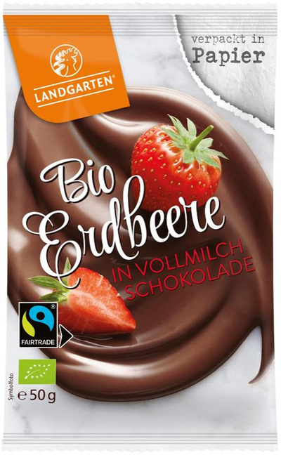 Produktfoto zu Landgarten - Erdbeere in Vollmilch Schokolade - 50g