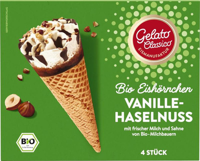 Produktfoto zu Gelato Classico - Vanille-Haselnuss Eishörnchen - 440ml (4 Stück)
