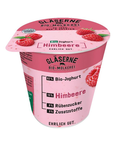 Produktfoto zu Gläserne Molkerei - Joghurt pur Himbeere, 3,8% - 150g