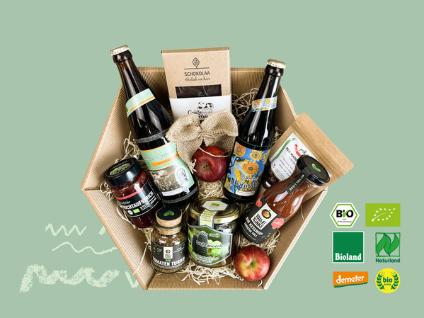 bio-Präsentkorb mit regionalen Produkten