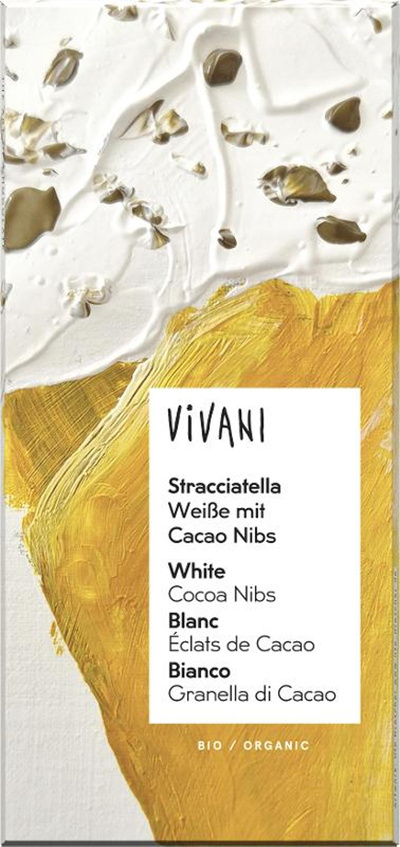 Produktfoto zu Vivani - Weiße Stracciatella mit Kakaonibs - 80g