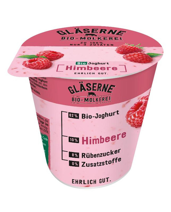Produktfoto zu Gläserne Molkerei - Joghurt pur Himbeere, 3,8% - 150g