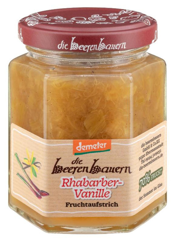 Produktfoto zu Die Beerenbauern - Rhabarber Vanille Fruchtaufstrich - 200g