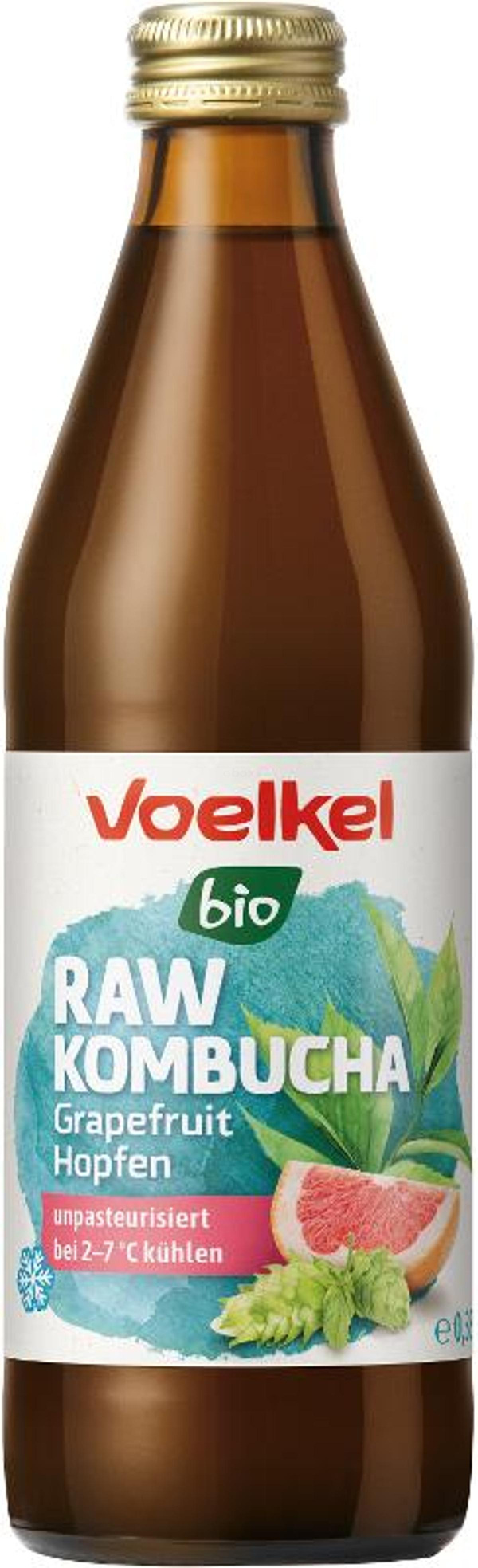 Produktfoto zu Voelkel - RAW Kombucha Grapefruit Hopfen - 0,33l