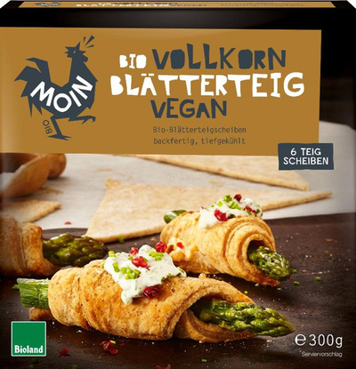 Produktfoto zu Moin - Vollkorn Blätterteig, vegan, tiefgekühlt - 300g (6 Stück)