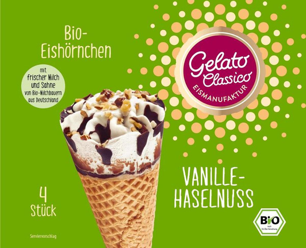 Produktfoto zu Gelato Classico - Vanille-Haselnuss Eishörnchen - 440ml (4 Stück)