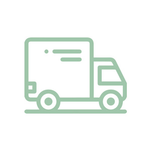 Ein stilisierter Lieferwagen in hellgrün.