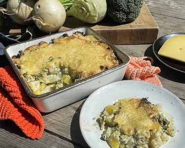 Topinambur Puffer mit Porree und Sellerie 