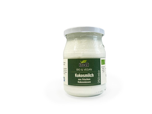 Produktfoto zu Bio & So - Kokosmilch im Pfandglas - 250g