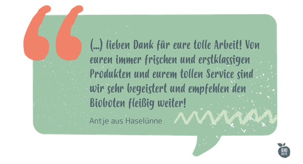 Eine Dankesnachricht für tollen Service und erstklassige Produkte von Antje aus Haselünne.