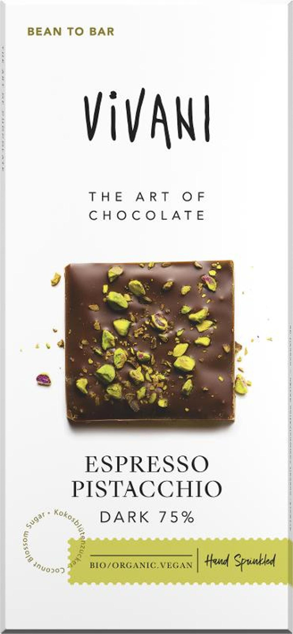 Produktfoto zu Vivani - Espresso Pistazie Dark 75% - 80g