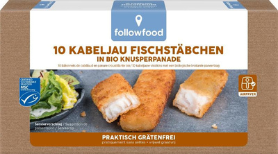 Produktfoto zu followfood - Kabeljau-Fischstäbchen, tiefgekühlt - 250g