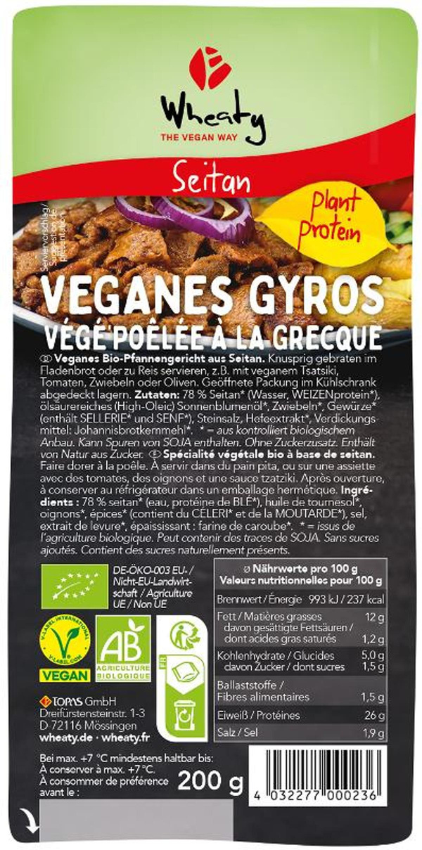 Produktfoto zu Wheaty - Veganes Gyros - 200g