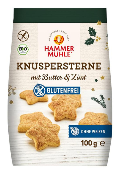 Produktfoto zu Hammermühle - Knuspersterne Butter und Zimt, glutenfrei - 100g