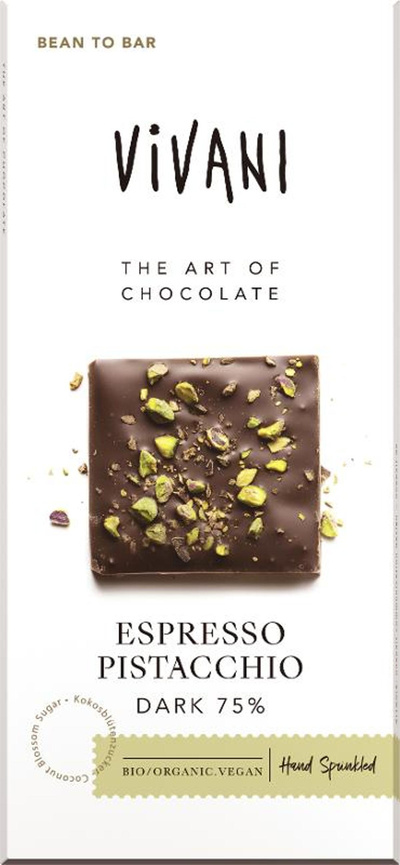 Produktfoto zu Vivani - Espresso Pistazie Dark 75% - 80g