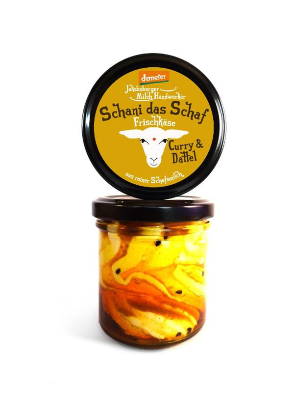 Produktfoto zu Jakobsberger MilchHandwerker - Schani das Schaf Frischkäse Curry Dattel - 135g