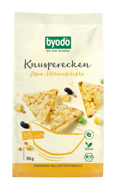 Produktfoto zu Byodo - Knusperecken Mais Hülsenfrüchte - 90g
