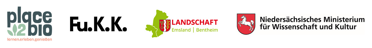 KI generiert: Logos von place2bio, Fu.K.K., Landschaft Emsland-Bentheim und dem Niedersächsischen Ministerium.