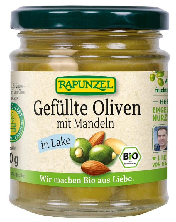Produktfoto zu Rapunzel - Oliven grün, gefüllt mit Mandeln - 190g