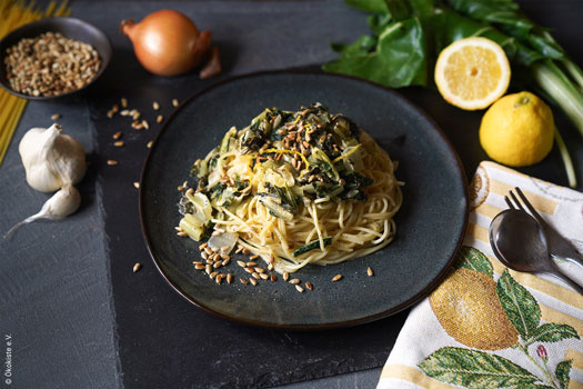 Mangold Pasta mit Zitrone