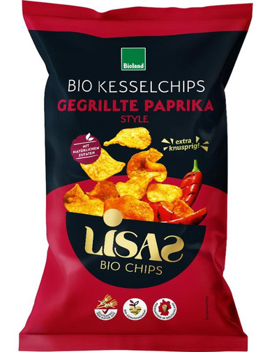 Produktfoto zu Lisas Bio-Kesselchips - Gegrillte Paprika - 115g