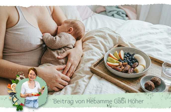 KI generiert: Ein Baby isst Gemüse. Text: "Welcher Beikosttyp ist mein Kind? By Hebamme Gabi Höher".