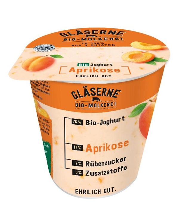 Produktfoto zu Gläserne Molkerei - Joghurt pur Aprikose, 3,5% - 150g