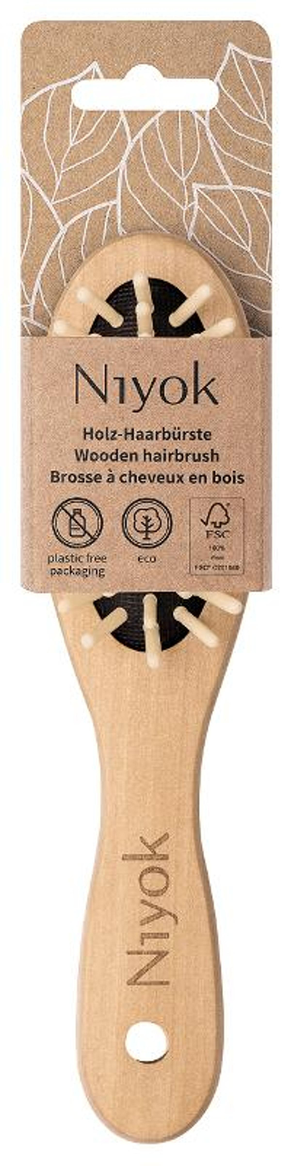 Produktfoto zu Niyok - Haarbürste klein mit Holznoppen