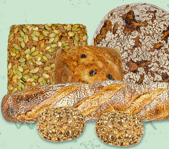 verschiedene Bio-Brotte und Brötchen 
