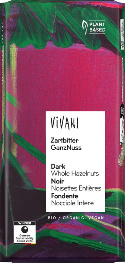 Produktfoto zu Vivani - Zartbitter Schokolade 55%, mit Haselnuss - 100g