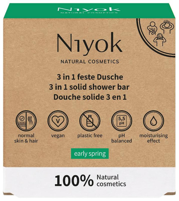 Produktfoto zu Niyok - 3in1 Feste Dusche Körper Haare Gesicht - 80g