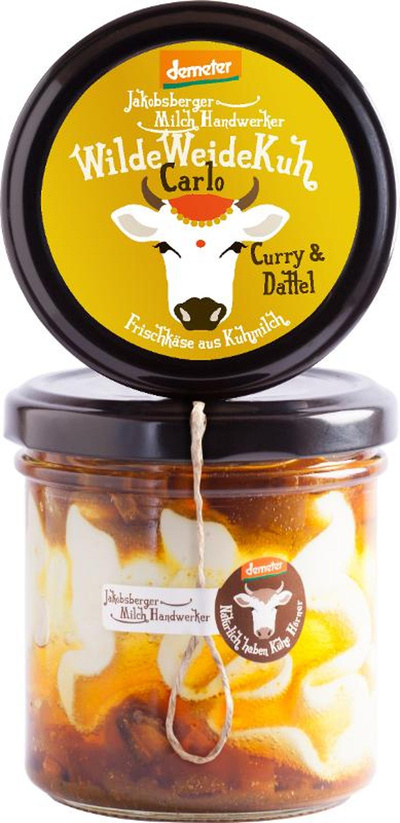 Produktfoto zu Jakobsberger MilchHandwerker - Carlo Frischkäse Curry_ Dattel - 140g