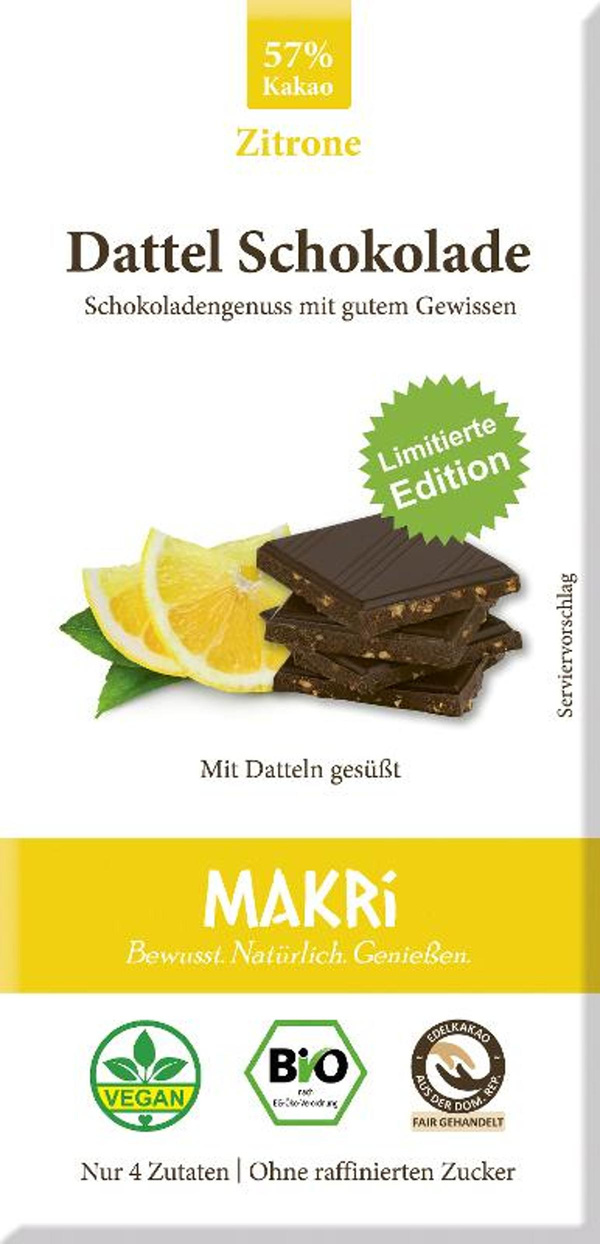 Produktfoto zu Makri - Dattel Schokolade Zitrone - 85g