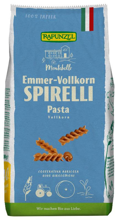 Produktfoto zu Rapunzel - Emmer-Spirelli Vollkorn - 500g