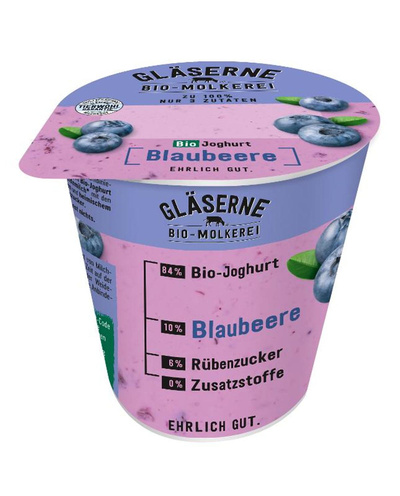 Produktfoto zu Gläserne Molkerei - Joghurt pur Blaubeere, 3,8% - 150g