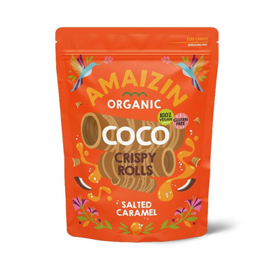Produktfoto zu Amaizin - Kokos Knusper Röllchen Salted Caramel - 140g
