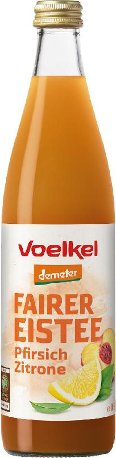 Produktfoto zu Voelkel - Eistee Pfirsich Zitrone - 0,5l