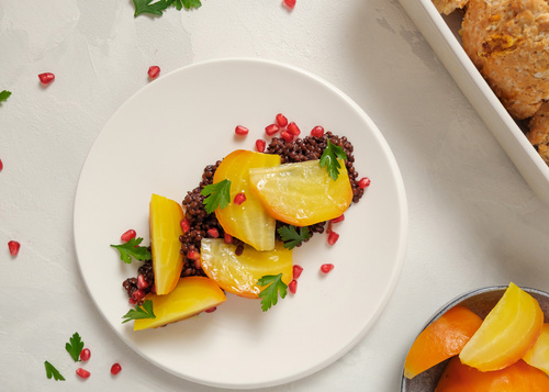 7 hauben Ökokisten Kooperation - gelbe Bete Belugalinsen