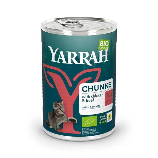 Produktfoto zu Yarrah - Katzen Bröckchen Huhn u. Rind - 405g