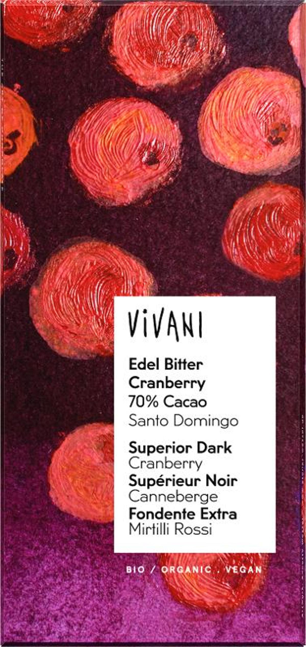 Produktfoto zu Vivani - Edel Bitter Cranberry, 70% - 80g