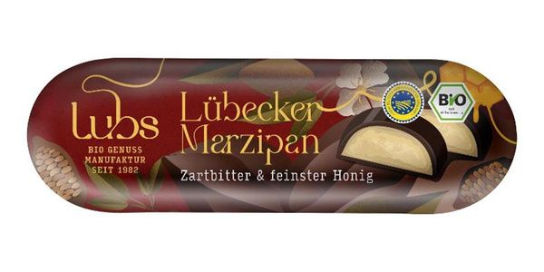 Produktfoto zu Lubs - Marzipanbrot Zartbitterschokolade - 50g