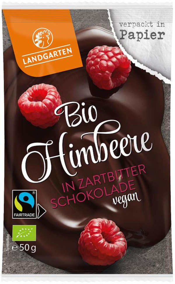 Produktfoto zu Landgarten - Himbeere in Zartbitter - 50g