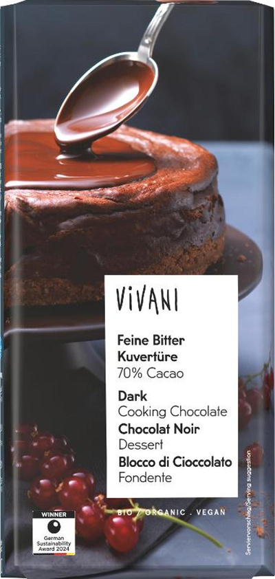 Produktfoto zu Vivani - Feine Bitter Kuvertüre, 70% - 150g