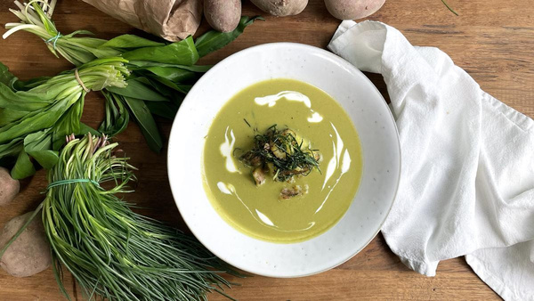 Produktfoto zu zum Rezept Cremige Bärlauchsuppe mit Mönchsbart